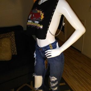 Dark wash vibrant high waist jeans